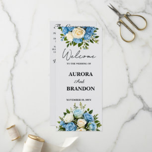 Personalized Wedding Program with Floral Design