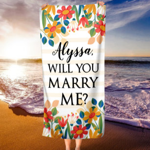 Personalized Wedding Proposal Beach Towel
