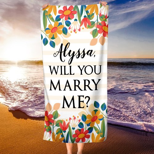 Personalized Wedding Proposal Beach Towel