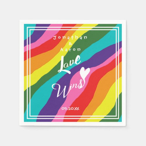 Personalized Wedding Rainbow Love Wins Napkins