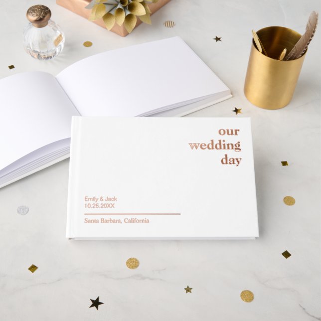 Personalized Wedding Reception Engagement Party Foil Guest Book (Front Open)