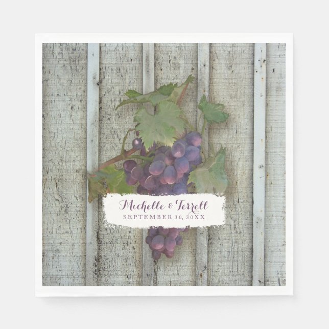 Personalized Wedding Reception Vineyard Grapes Napkins (Front)