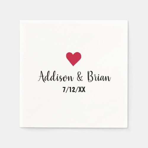 Personalized Wedding Red Heart Napkins