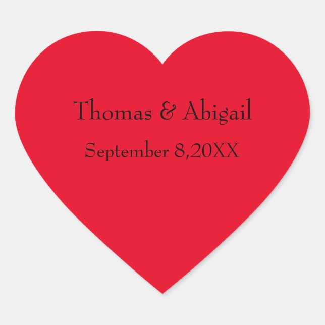 Personalized Wedding Red Heart Stickers (Front)