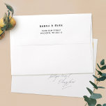 Personalized Wedding Return Address Envelope<br><div class="desc">These white pre-addressed 5 x 7 wedding invitation envelopes are easy to customize with your details. We've placed your return address on the flap in a standard black, but you can easily change the text color to suit your style. In that case, you might see a color in the editing...</div>