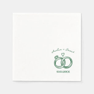 Personalized Wedding Ring Hand Drawn couple Napkins