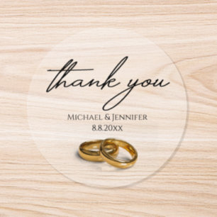 Personalized Wedding Rings Thank You Clear Favor  Classic Round Sticker