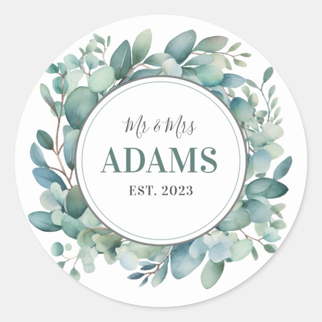 Personalized Wedding Round Stickers (Front)