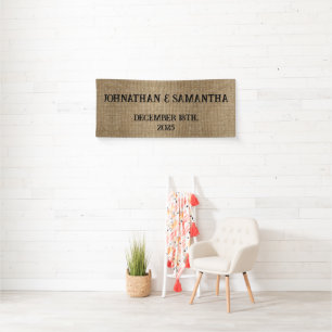 Personalized wedding rustic burlap nature pattern banner