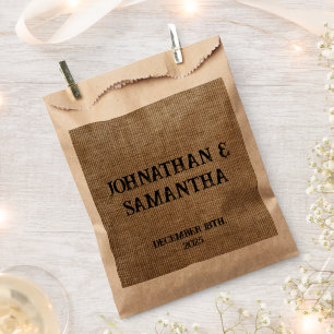 Personalized Wedding Rustic Burlap Nature Pattern  Favor Bag