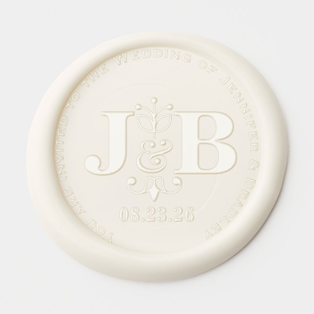 Personalized Wedding Save the Date Wax Seal Sticker (Front)