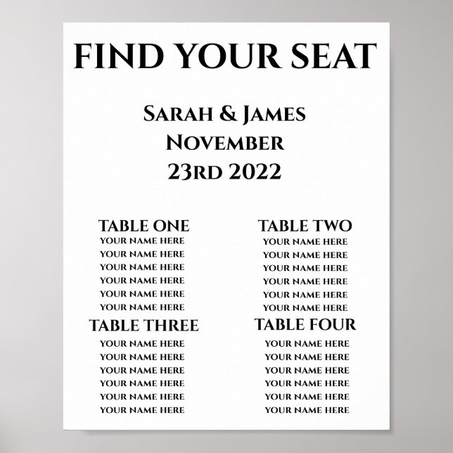 Personalized Wedding Seating Chart (Front)