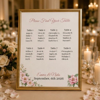 Personalized Wedding Seating Chart Sign