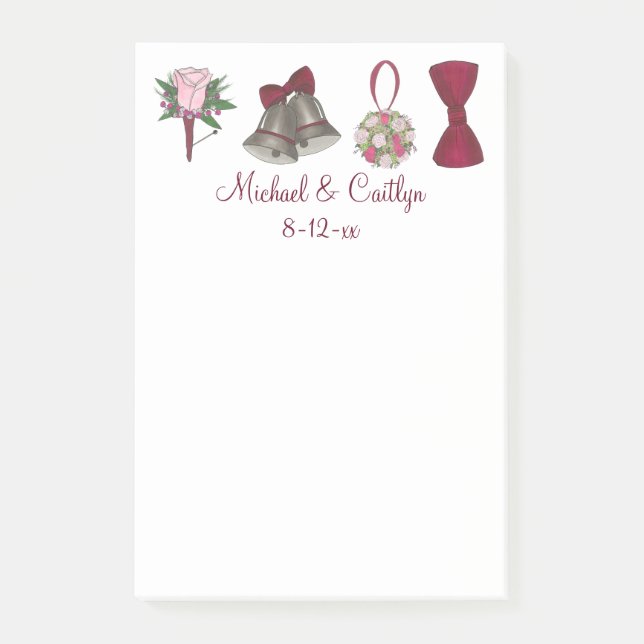 Personalized Wedding Shower Favor Post It Notes (Front)