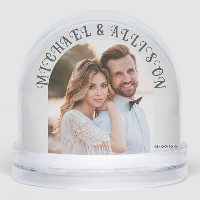 Personalized Wedding Snow Globe – 2 Photo Keepsake (Front)