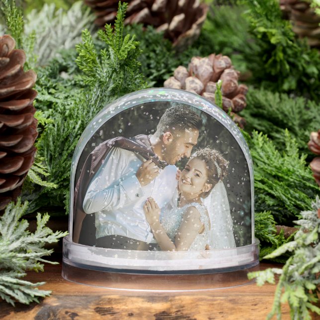 Personalized Wedding Snow Globe with Your Photo (Winter)