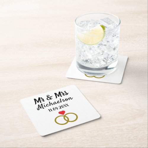 Personalized Wedding Square Paper Coaster