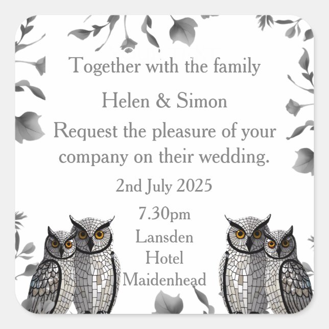 Personalized Wedding  Square Sticker (Front)