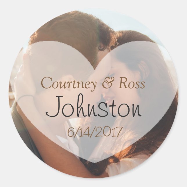 Personalized Wedding Sticker with Couple's Photo (Front)