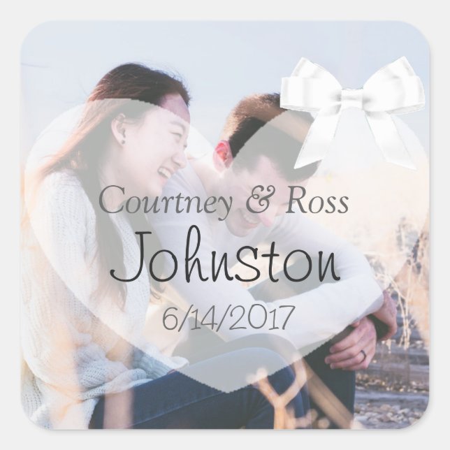 Personalized Wedding Sticker with Couple's Photo (Front)