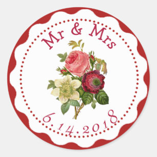 Personalized Wedding Stickers Floral Bouquet