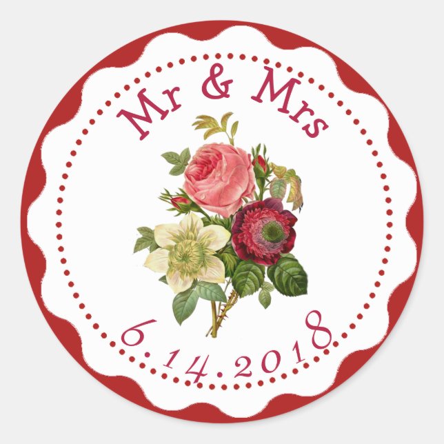 Personalized Wedding Stickers Floral Bouquet (Front)