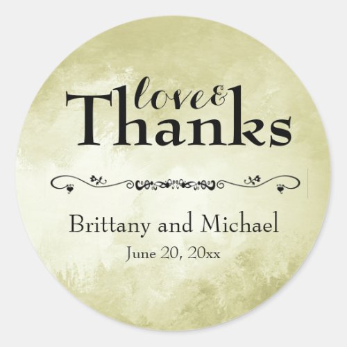 Personalized Wedding Stickers Gold with Black Text