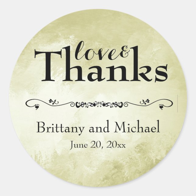 Personalized Wedding Stickers Gold with Black Text (Front)