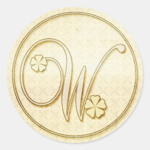 Personalized Wedding Stickers :Initial Monogram W