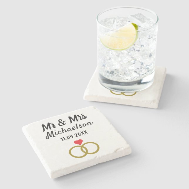 Personalized Wedding Stone Coaster (Side)