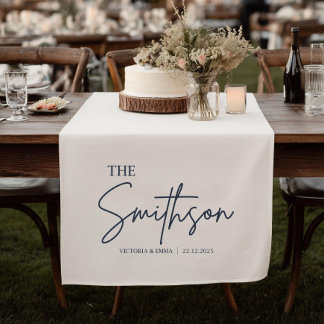 Personalized Wedding Table Runner, Custom Linen We Short Table Runner