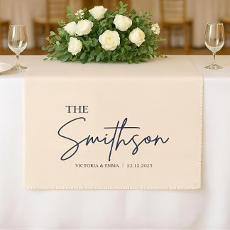 Personalized Wedding Table Runner, Custom Linen We Short Table Runner