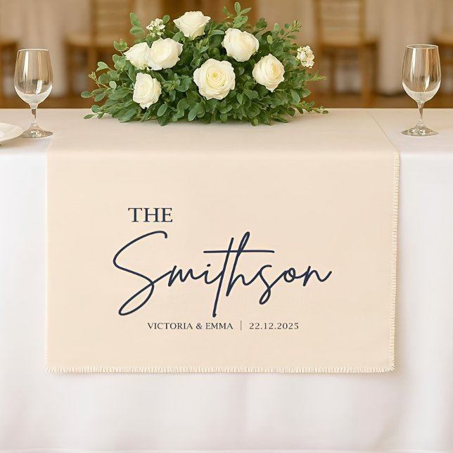 Personalized Wedding Table Runner, Custom Linen We Short Table Runner (Creator Uploaded)