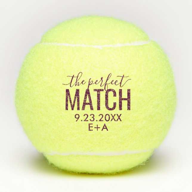 Personalized Wedding Tennis Balls Perfect Match  (Front)