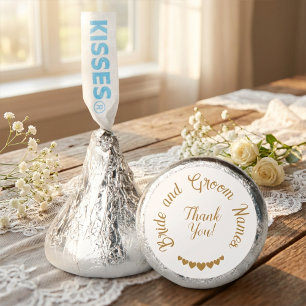 Personalized Wedding Thank You and Gold Hearts Hershey®'s Kisses®