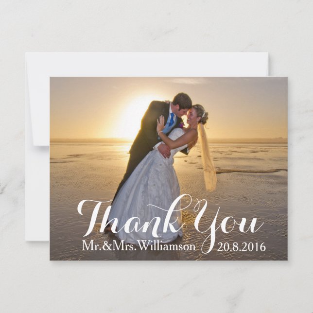 Personalized Wedding Thank You Card with Photo (Front)