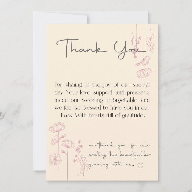 Personalized Wedding Thank You Cards Unique Design (Front)