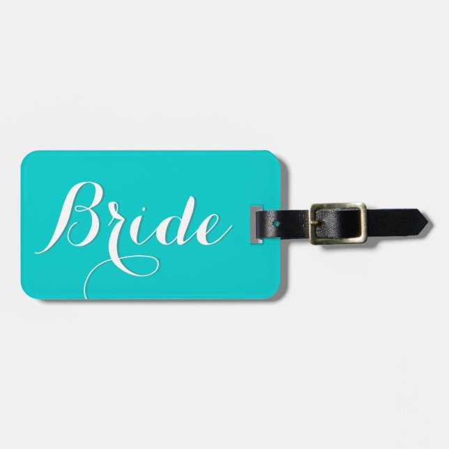 Personalized wedding travel luggage tag for bride (Front Horizontal)