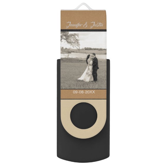 Personalized Wedding USB Drives  - Sepia (Front Vertical)