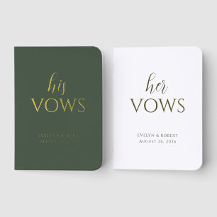 Personalized Wedding Vow Books Set (Green/White)