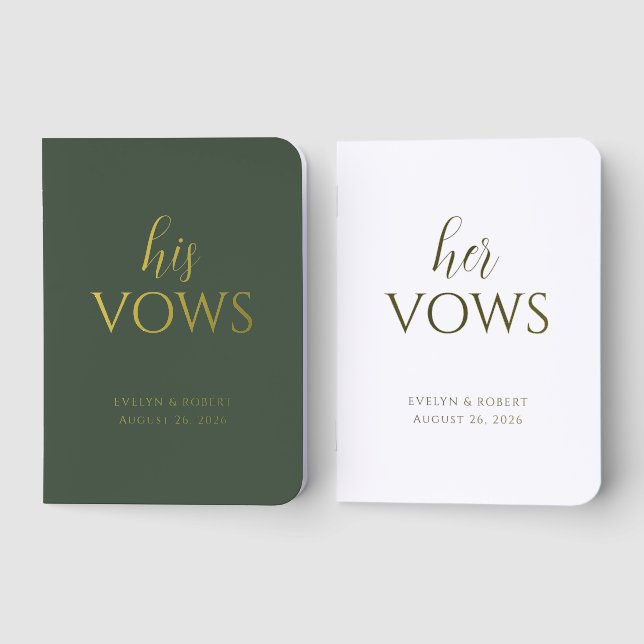Personalized Wedding Vow Books Set (Green/White) (Front)