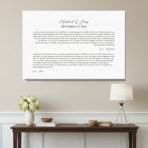 Personalized Wedding Vows Keepsake Canvas Print