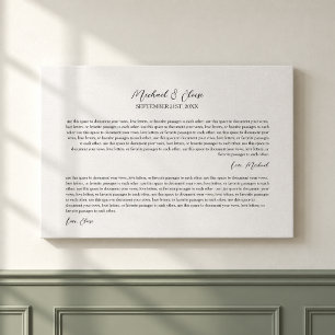 Personalized Wedding Vows Keepsake Canvas Print