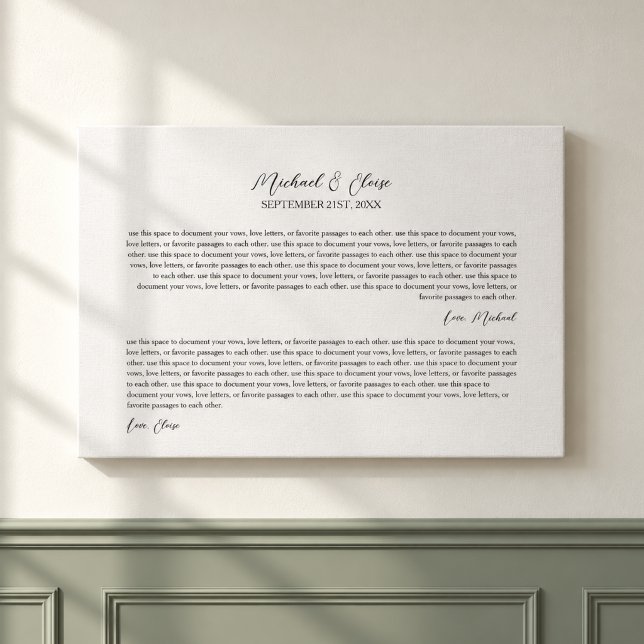 Personalized Wedding Vows Keepsake Canvas Print (Personalized Wedding Vows Keepsake Canvas Print)