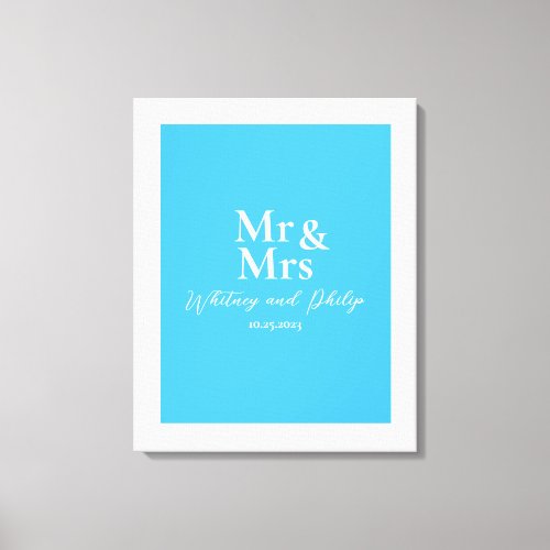 Personalized Wedding Vows Mr Mrs Cayman Blue Canvas Print