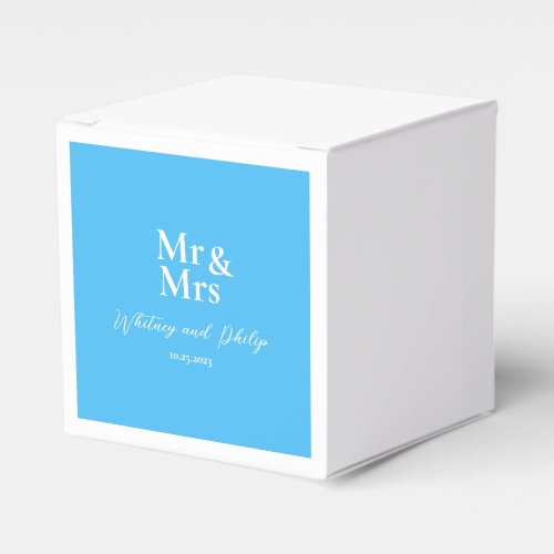 Personalized Wedding Vows Mr Mrs Cayman Blue Favor Boxes