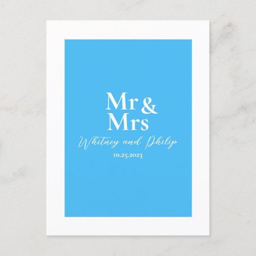 Personalized Wedding Vows Mr Mrs Cayman Blue Postcard