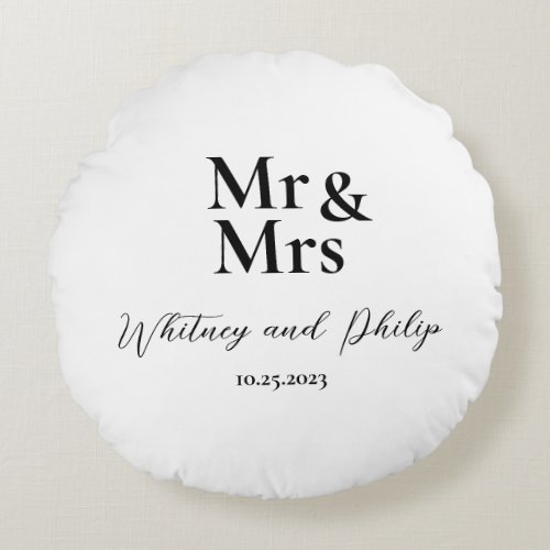 Personalized Wedding Vows Mr Mrs Round Pillow