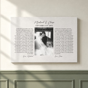 Personalized Wedding Vows Photo Keepsake Canvas Print
