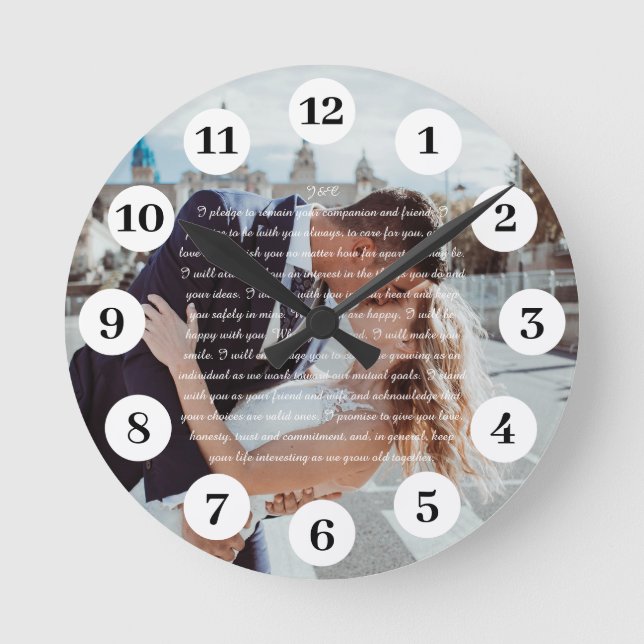 Personalized Wedding Vows  Round Clock (Front)